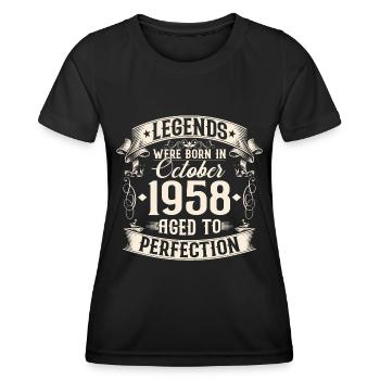 Octobre Né en 1958 Legends Anniversaire - T-shirt sport Femme - noir - Devant - AI Model Female 172 light (172cm)