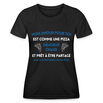 Mon amour pour toi est comme une pizza - T-shirt sport Femme - noir - Devant - AI Model Female 172 light (172cm)