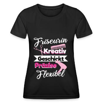 Friseurin Kreativ Geschickt Präzise Flexibel Salon - Frauen Funktions-T-Shirt - Schwarz - Vorne - AI Model Female 172 light (172cm)