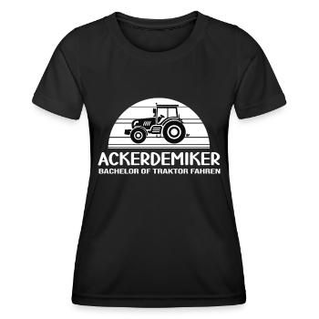 traktoren bauer fährt traktor landwirtschaft ernte - Frauen Funktions-T-Shirt - Schwarz - Vorne - AI Model Female 172 light (172cm)