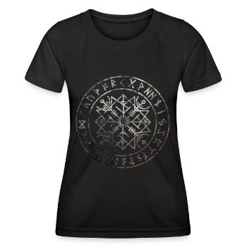 Valknut, symbole Odin, runes | Viking Nordique - T-shirt sport Femme - noir - Devant - AI Model Female 172 light (172cm)