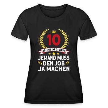 10 Jähriges Dienstjubiläum Firmenjubiläum - Frauen Funktions-T-Shirt - Schwarz - Vorne - AI Model Female 172 light (172cm)