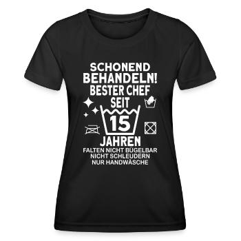 Chef 15 Jahre Dienstjubiläum Bester Chef Jubiläum - Frauen Funktions-T-Shirt - Schwarz - Vorne - AI Model Female 172 light (172cm)