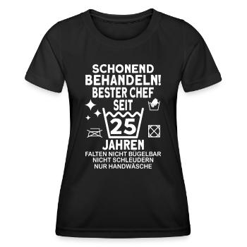 Chef 25 Jahre Dienstjubiläum Bester Chef Jubiläum - Frauen Funktions-T-Shirt - Schwarz - Vorne - AI Model Female 172 light (172cm)
