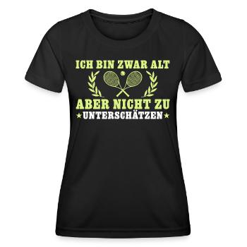Tennis Alt aber nicht zu unterschätzen - Frauen Funktions-T-Shirt - Schwarz - Vorne - AI Model Female 172 light (172cm)