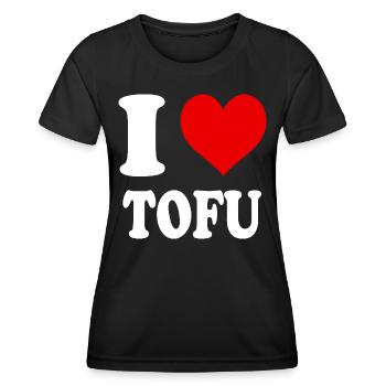 J’aime le tofu Végétalien Nourriture Légume Drôle de coeur - T-shirt sport Femme - noir - Devant - AI Model Female 172 light (172cm)