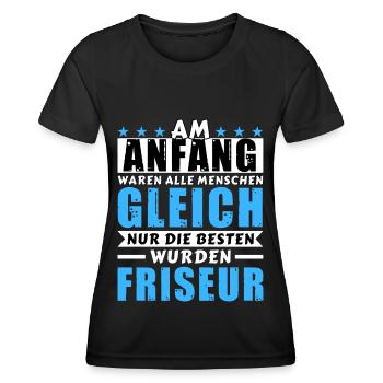 Am Anfang waren alle gleich - Friseur Edition - Frauen Funktions-T-Shirt - Schwarz - Vorne - AI Model Female 172 light (172cm)