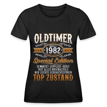 Oldtimer Baujahr Jahrgang 1982 Geburtstag Geschenk - Frauen Funktions-T-Shirt - Schwarz - Vorne - AI Model Female 172 light (172cm)