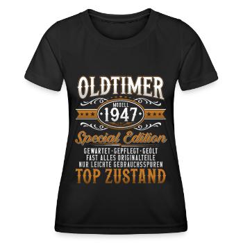 Oldtimer Baujahr Jahrgang 1947 Geburtstag Geschenk - Frauen Funktions-T-Shirt - Schwarz - Vorne - AI Model Female 172 light (172cm)
