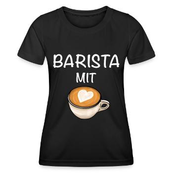 Barista mit Herz Kaffee - Frauen Funktions-T-Shirt - Schwarz - Vorne - AI Model Female 172 light (172cm)