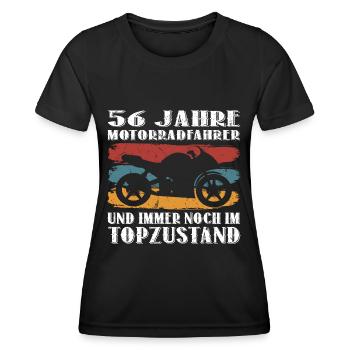 Motorradfahrer Motorrad 56 Jahre 56 Geburtstag - Frauen Funktions-T-Shirt - Schwarz - Vorne - AI Model Female 172 light (172cm)
