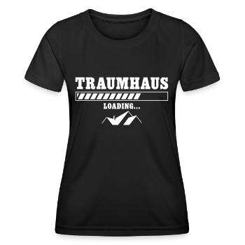 Hausbau Traumhaus loading Bauherr - Frauen Funktions-T-Shirt - Schwarz - Vorne - AI Model Female 172 light (172cm)