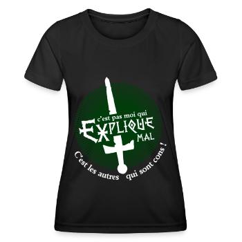 c'est les autres qui sont cons ! Perceval - T-shirt sport Femme - noir - Devant - AI Model Female 172 light (172cm)