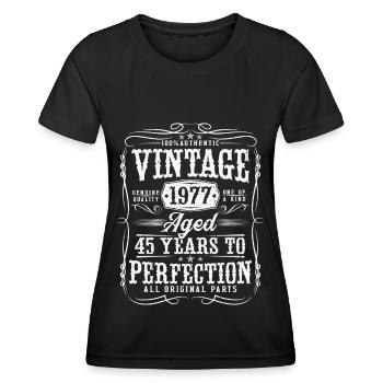 45 birthday vintage born in 1977 - Women's Functional T-Shirt - black - Front - AI Model Female 172 light (172cm)