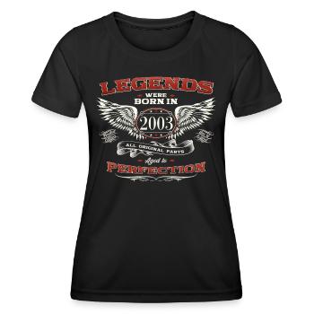 20. Geburtstag Mann Legende Jahrgang 2003 Oldtimer - Frauen Funktions-T-Shirt - Schwarz - Vorne - AI Model Female 172 light (172cm)