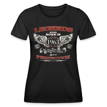 60. Geburtstag Mann Legende Jahrgang 1963 Oldtimer - Frauen Funktions-T-Shirt - Schwarz - Vorne - AI Model Female 172 light (172cm)