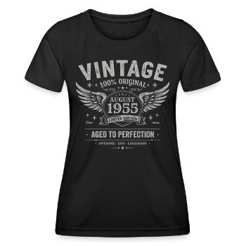 Né en Août 1955, Construit Août 1955 - August 1955 - T-shirt sport Femme - noir - Devant - AI Model Female 172 light (172cm)