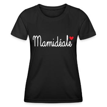 Mamidéale - Coeur d'amour - T-shirt sport Femme - noir - Devant - AI Model Female 172 light (172cm)