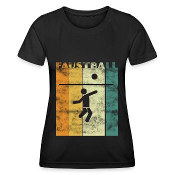 Faustball Retro Vintage - Frauen Funktions-T-Shirt - Schwarz - Vorne - AI Model Female 172 light (172cm)