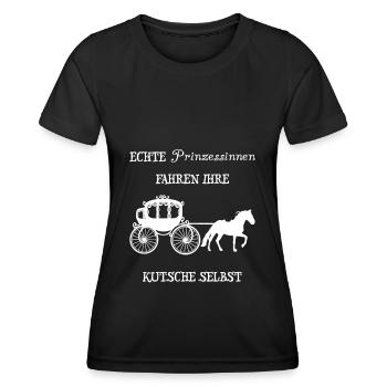 Echte Prinzessinen fahren ihre Kutsche selbst - Frauen Funktions-T-Shirt - Schwarz - Vorne - AI Model Female 172 light (172cm)