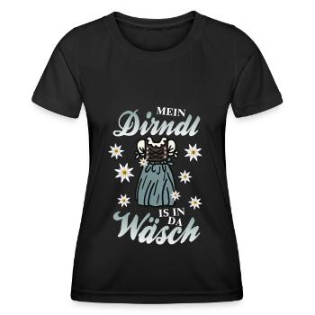 Mei Dirndl is in da Wäsch - Frauen Funktions-T-Shirt - Schwarz - Vorne - AI Model Female 172 light (172cm)