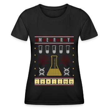 Ugly Christmas Chemistry Merry Christmas - Frauen Funktions-T-Shirt - Schwarz - Vorne - AI Model Female 172 light (172cm)