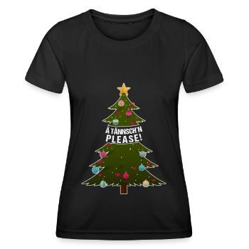Ä Tännsch'n Please! lustiger Weihnachtsbaum Spruch - Frauen Funktions-T-Shirt - Schwarz - Vorne - AI Model Female 172 light (172cm)