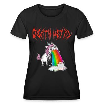 Kotzendes Death Metal Einhorn Rosa - Frauen Funktions-T-Shirt - Schwarz - Vorne - AI Model Female 172 light (172cm)