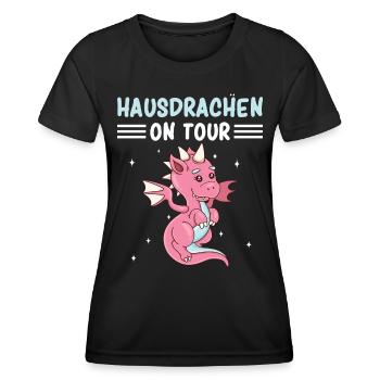 Hausdrachen On Tour - Frauen Funktions-T-Shirt - Schwarz - Vorne - AI Model Female 172 light (172cm)