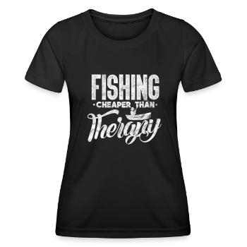 Angler - Frauen Funktions-T-Shirt - Schwarz - Vorne - AI Model Female 172 light (172cm)