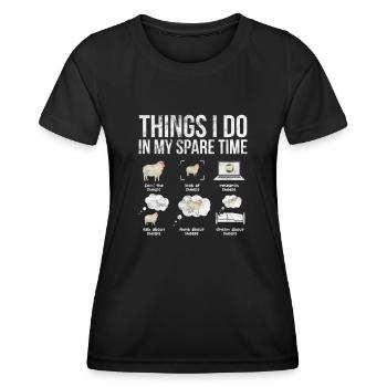 Schaf Schafe Bauernhof Tier Schafbock Geschenk - Frauen Funktions-T-Shirt - Schwarz - Vorne - AI Model Female 172 light (172cm)