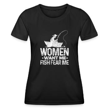 Angler - Frauen Funktions-T-Shirt - Schwarz - Vorne - AI Model Female 172 light (172cm)