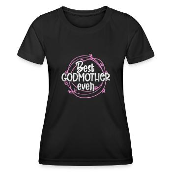 Marraine Tante Marraine Baptême Nièce Neveu Cadeau - T-shirt sport Femme - noir - Devant - AI Model Female 172 light (172cm)