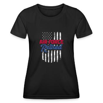 Retraite De l’armée de l’air des États-Unis - T-shirt sport Femme - noir - Devant - AI Model Female 172 light (172cm)