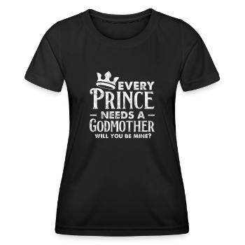 Marraine Tante Marraine Baptême Nièce Neveu Cadeau - T-shirt sport Femme - noir - Devant - AI Model Female 172 light (172cm)