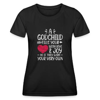 Marraine Tante Marraine Baptême Nièce Neveu Cadeau - T-shirt sport Femme - noir - Devant - AI Model Female 172 light (172cm)