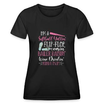 Mère de softball - T-shirt sport Femme - noir - Devant - AI Model Female 172 light (172cm)