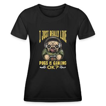 Mops - Frauen Funktions-T-Shirt - Schwarz - Vorne - AI Model Female 172 light (172cm)
