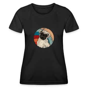 Mops - Frauen Funktions-T-Shirt - Schwarz - Vorne - AI Model Female 172 light (172cm)