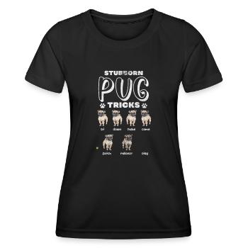 Mops - Frauen Funktions-T-Shirt - Schwarz - Vorne - AI Model Female 172 light (172cm)