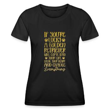 Golden Retriever - Frauen Funktions-T-Shirt - Schwarz - Vorne - AI Model Female 172 light (172cm)