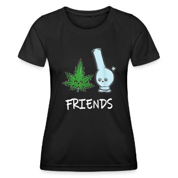 Bong TCH Fumer Cannabis Leaf Marijuana Hashish - T-shirt sport Femme - noir - Devant - AI Model Female 172 light (172cm)