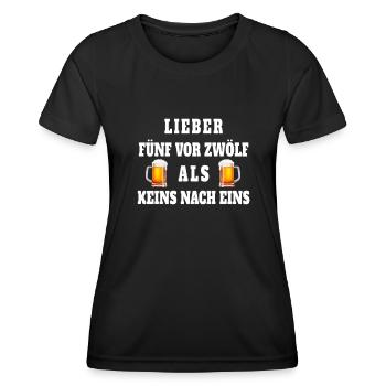 Lieber fünf vor zwölf als keins nach eins - Bier - Frauen Funktions-T-Shirt - Schwarz - Vorne - AI Model Female 172 light (172cm)