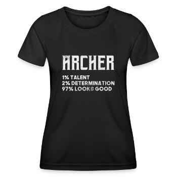 Bogenschiessen Bogenschütze Bogen Pfeil Geschenk - Frauen Funktions-T-Shirt - Schwarz - Vorne - AI Model Female 172 light (172cm)