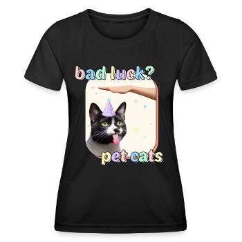Cat Memes - Bad Luck Pet Cats - Women's Functional T-Shirt - black - Front - AI Model Female 172 light (172cm)