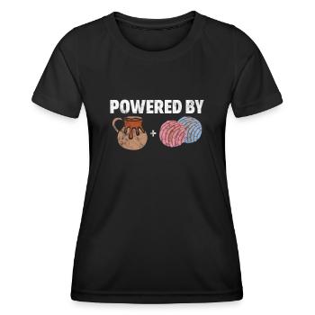 Coudre du café - T-shirt sport Femme - noir - Devant - AI Model Female 172 light (172cm)