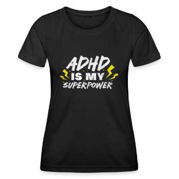TDAH - T-shirt sport Femme - noir - Devant - AI Model Female 172 light (172cm)