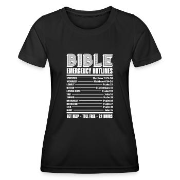 Bible Bible Versets chrétiens Don de Jésus - T-shirt sport Femme - noir - Devant - AI Model Female 172 light (172cm)