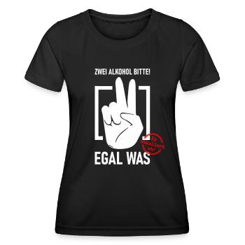 Zwei Alkohol bitte! Egal was - Saufen Bier Party - Frauen Funktions-T-Shirt - Schwarz - Vorne - AI Model Female 172 light (172cm)