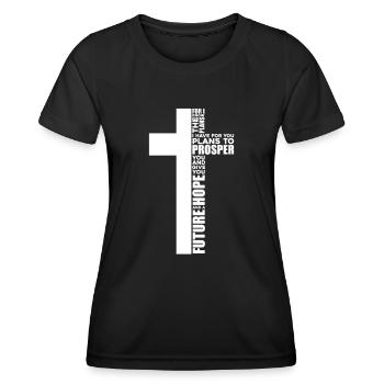 Bible Bible Versets chrétiens Don de Jésus - T-shirt sport Femme - noir - Devant - AI Model Female 172 light (172cm)